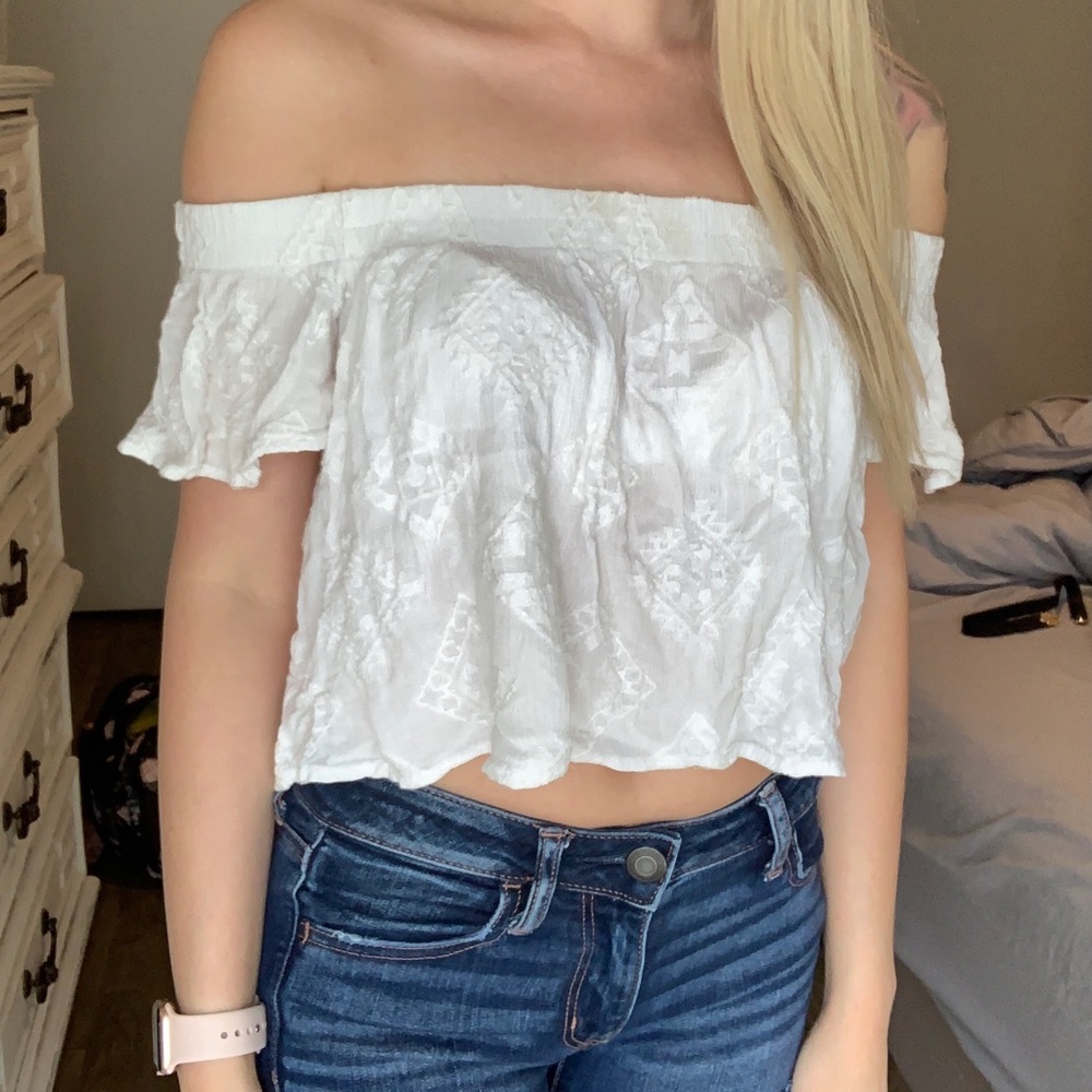 White Off Shoulder Crop Top